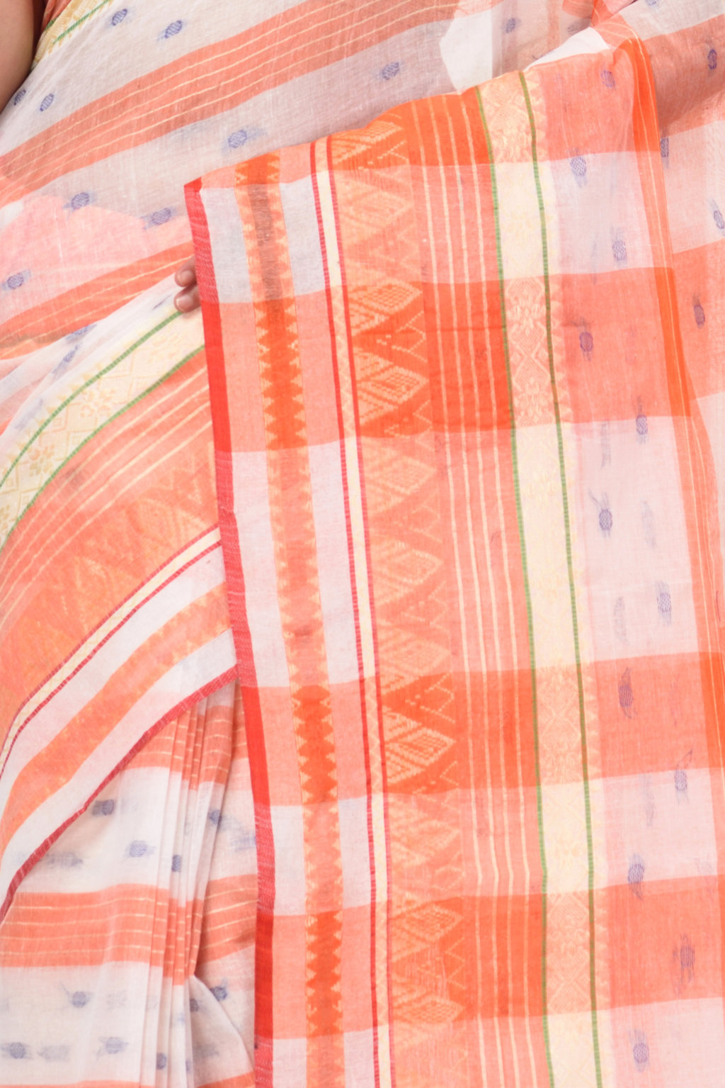 Orange Pure Cotton Naksi Katha Tant Saree (705)